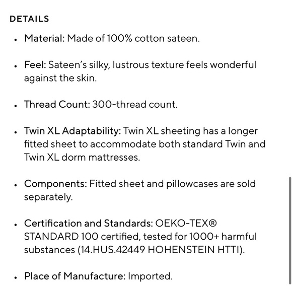 NWT Pottery Barn 300ct King Flat Sheet